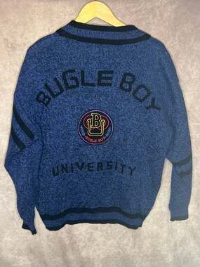 VINTAGE 1980s Bugle Boy Women's Cardigan Sweater Embellished Size L